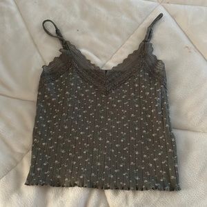 Green Floral Crop Top